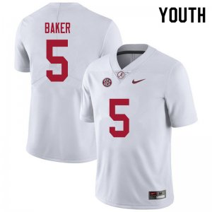NCAA Youth Alabama Crimson Tide #5 Javon Baker Stitched College 2020 Nike Authentic White Football Jersey SF17S25JN